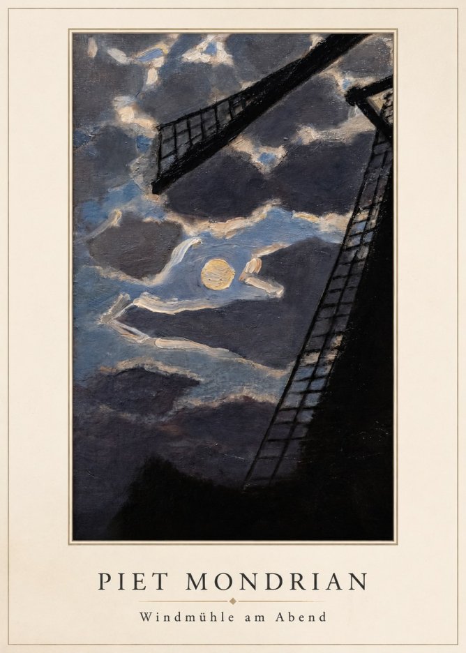 Piet Mondrian Windmühle Am Abend II No3 - Juliste