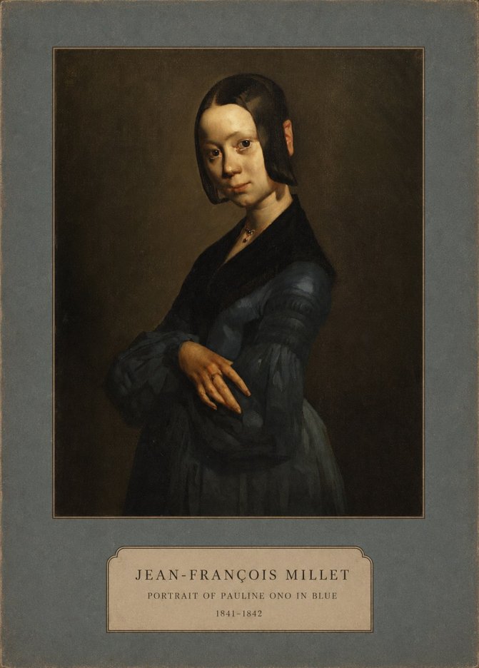 Jean-François Millet Portrait of Pauline Ono in Blue No2 - Juliste