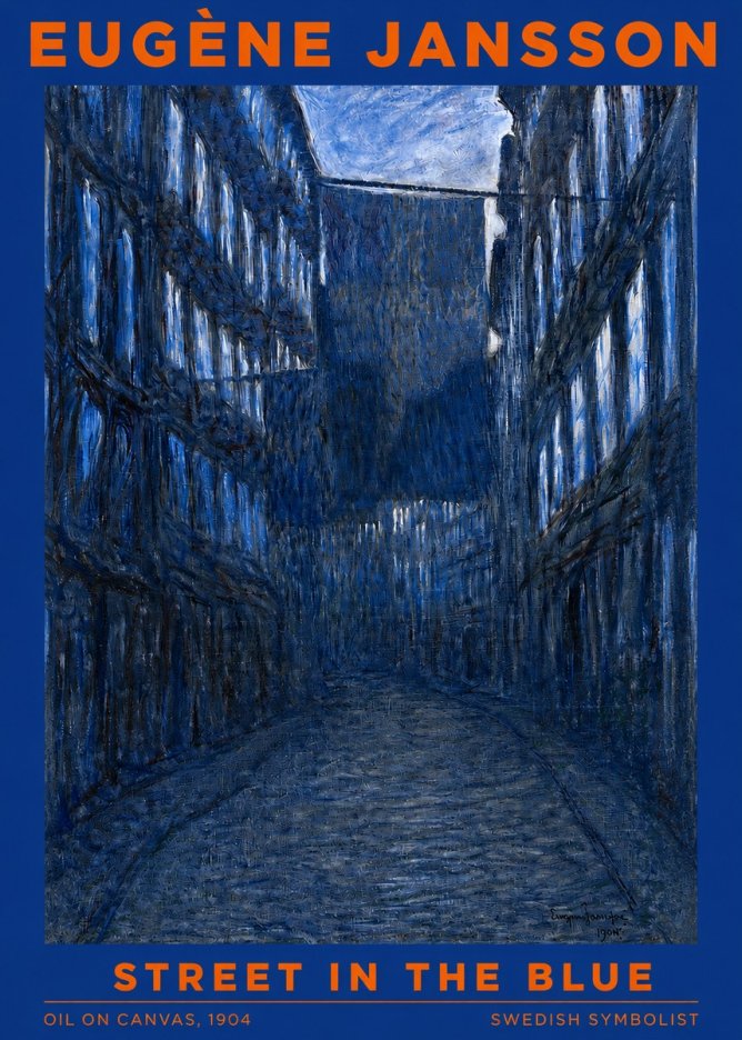 Eugène Jansson Street in the Blue No2 - Juliste
