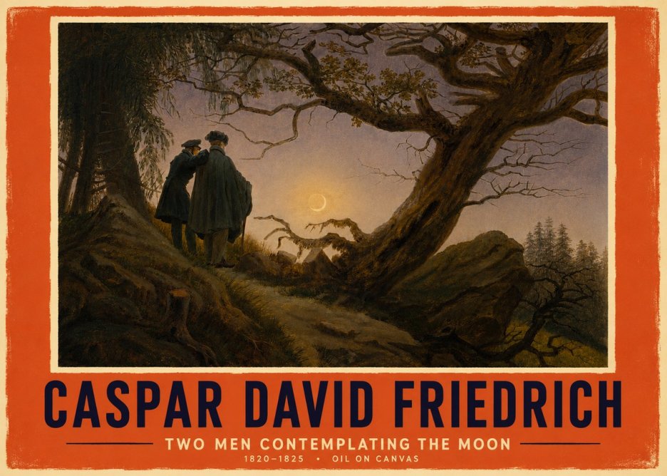 Caspar David Friedrich Two Men Contemplating the Moon II No4 - Juliste