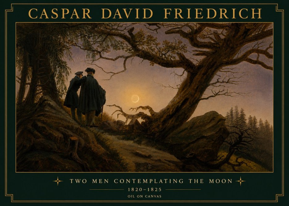 Caspar David Friedrich Two Men Contemplating the Moon II No5 - Juliste
