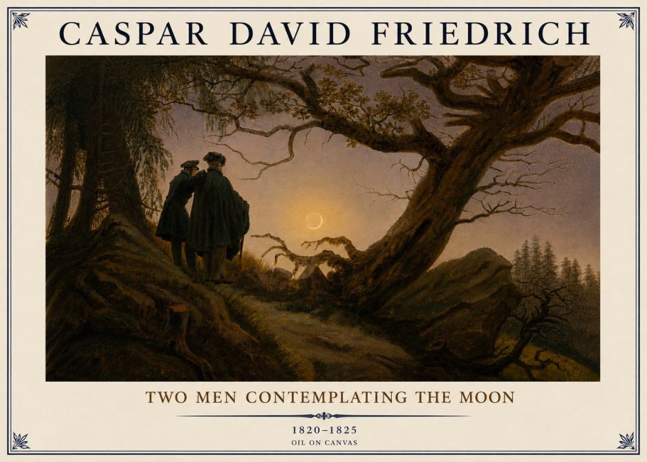 Caspar David Friedrich Two Men Contemplating the Moon II No6 - Juliste