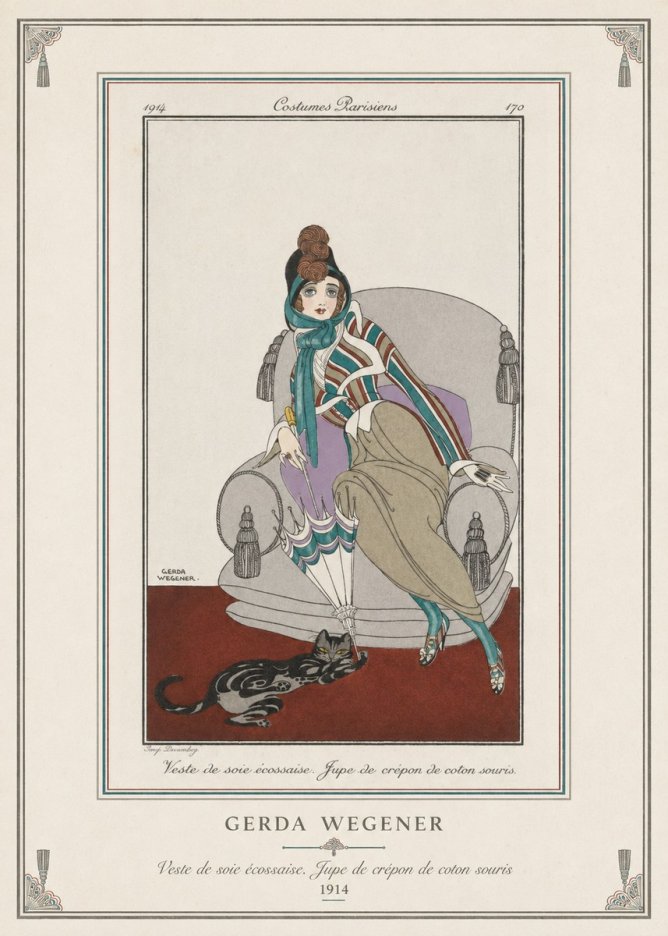 Gerda Wegener Veste De Soie Écossaise. Jupe De Crépon De Coton Souris. No3 - Juliste