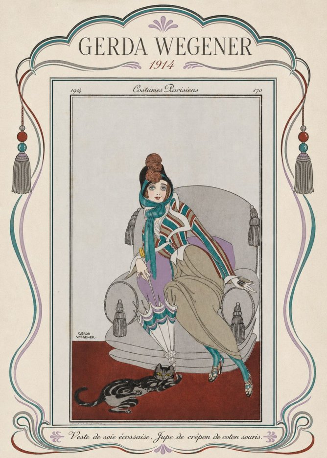 Gerda Wegener Veste De Soie Écossaise. Jupe De Crépon De Coton Souris. No4 - Juliste