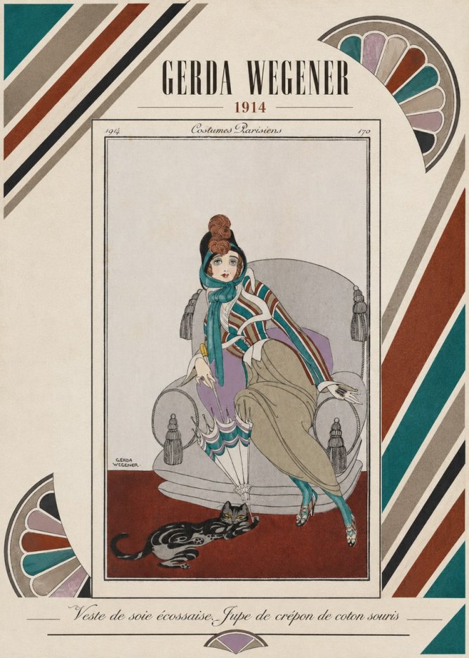 Gerda Wegener Veste De Soie Écossaise. Jupe De Crépon De Coton Souris. No5 - Juliste