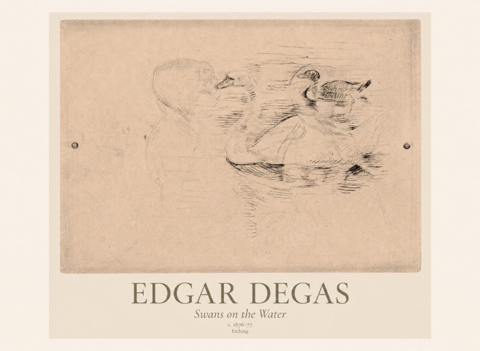 Edgar Degas Swans on the Water No1 - Juliste
