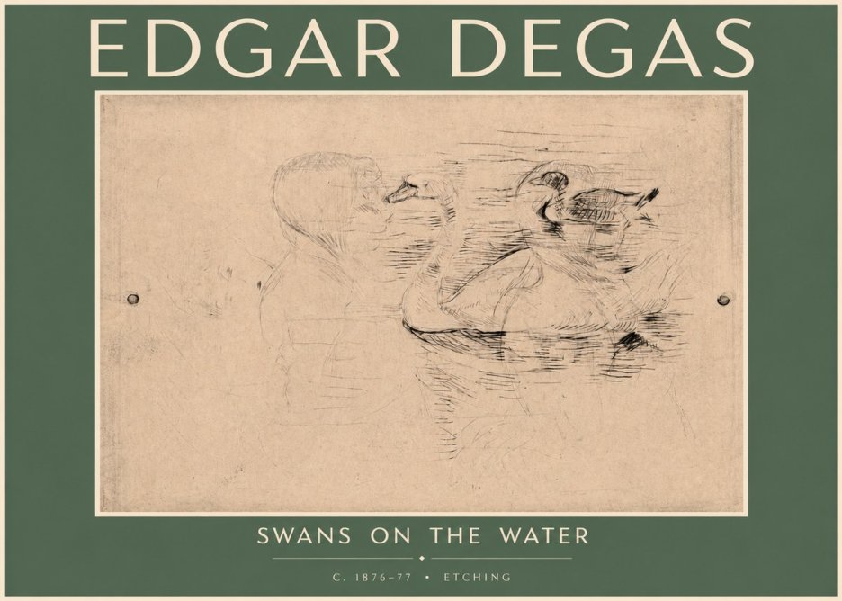 Edgar Degas Swans on the Water No4 - Juliste