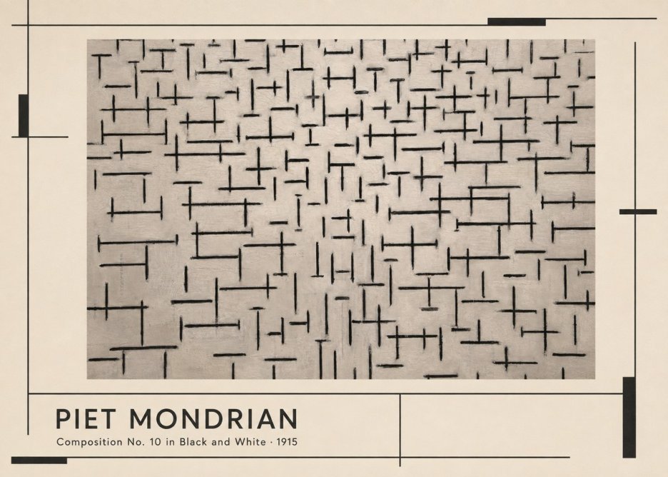 Piet Mondrian Composition No. 10 in Black and White No1 - Juliste