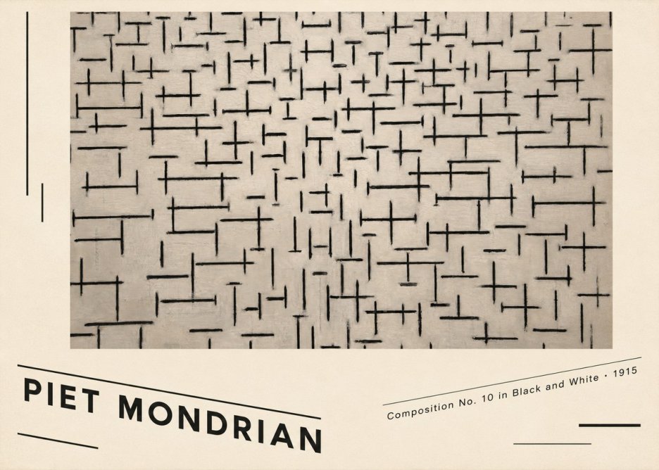 Piet Mondrian Composition No. 10 in Black and White No6 - Juliste