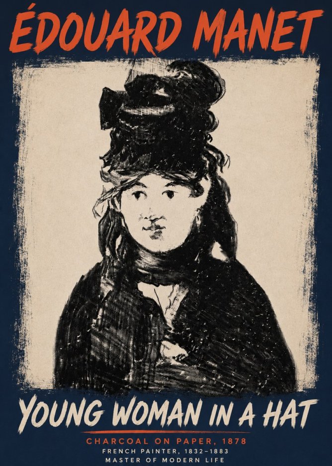 Édouard Manet Young Woman in a Hat III No4 - Juliste