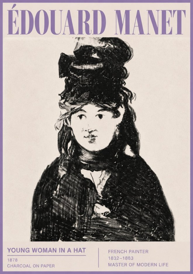 Édouard Manet Young Woman in a Hat III No5 - Juliste
