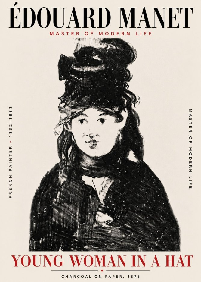 Édouard Manet Young Woman in a Hat III No6 - Juliste