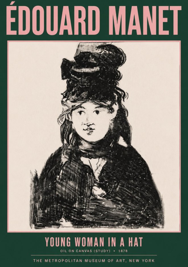 Édouard Manet Young Woman in a Hat IV No3 - Juliste