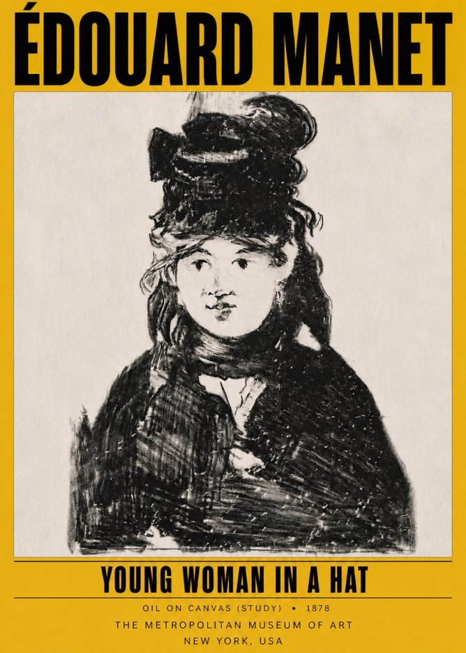 Édouard Manet Young Woman in a Hat IV No4 - Juliste
