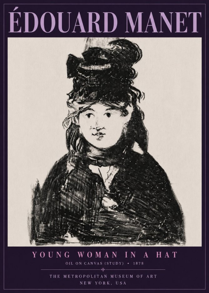 Édouard Manet Young Woman in a Hat IV No6 - Juliste