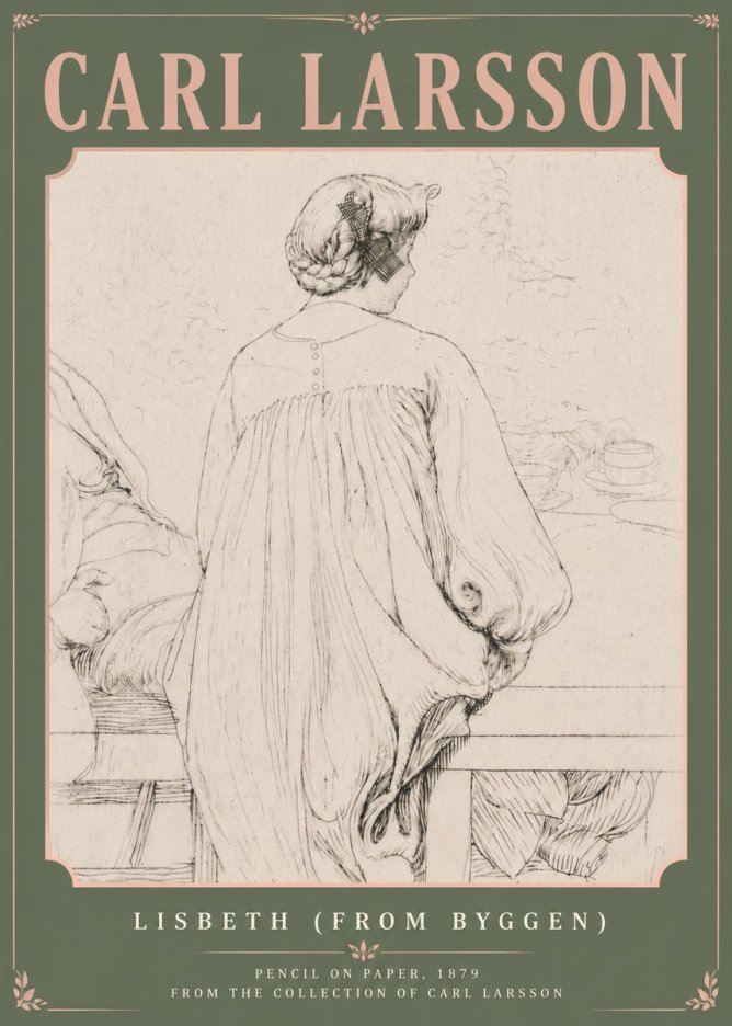 Carl Larsson Lisbeth (from Byggen) No5 - Juliste