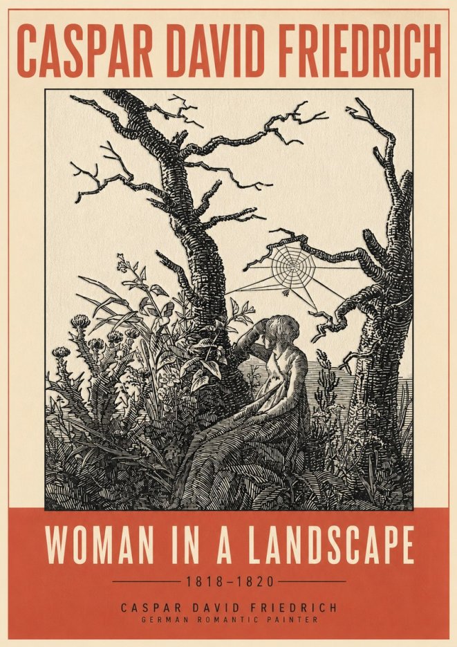 Caspar David Friedrich Woman in a Landscape No3 - Juliste