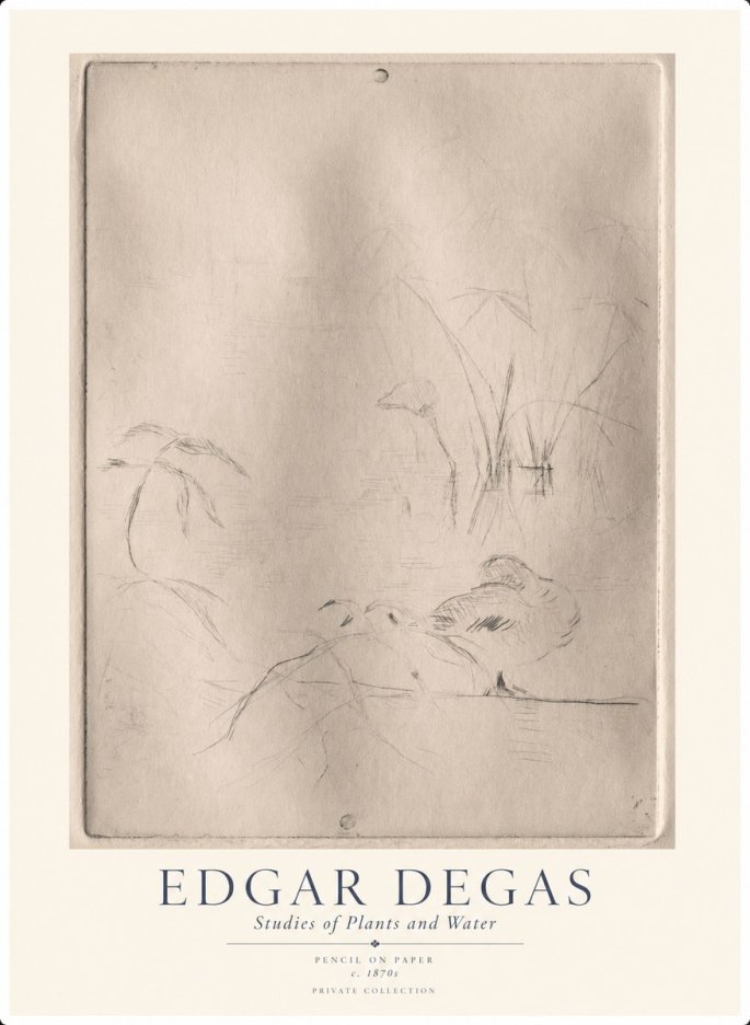 Edgar Degas Studies of Plants and Water No1 - Juliste
