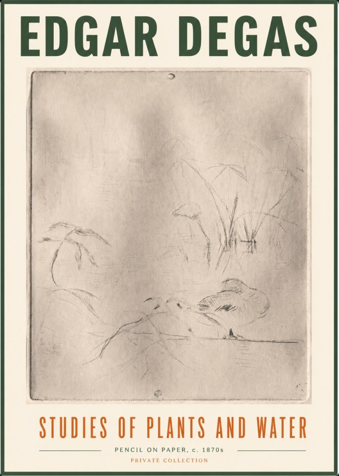 Edgar Degas Studies of Plants and Water No5 - Juliste