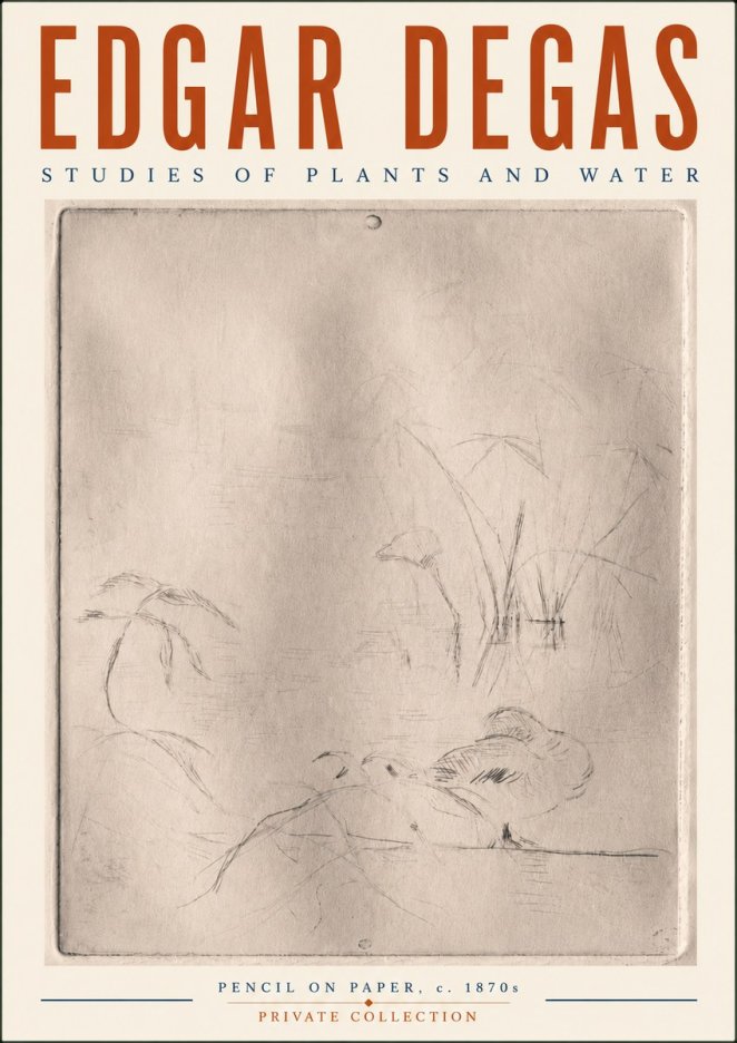 Edgar Degas Studies of Plants and Water No6 - Juliste
