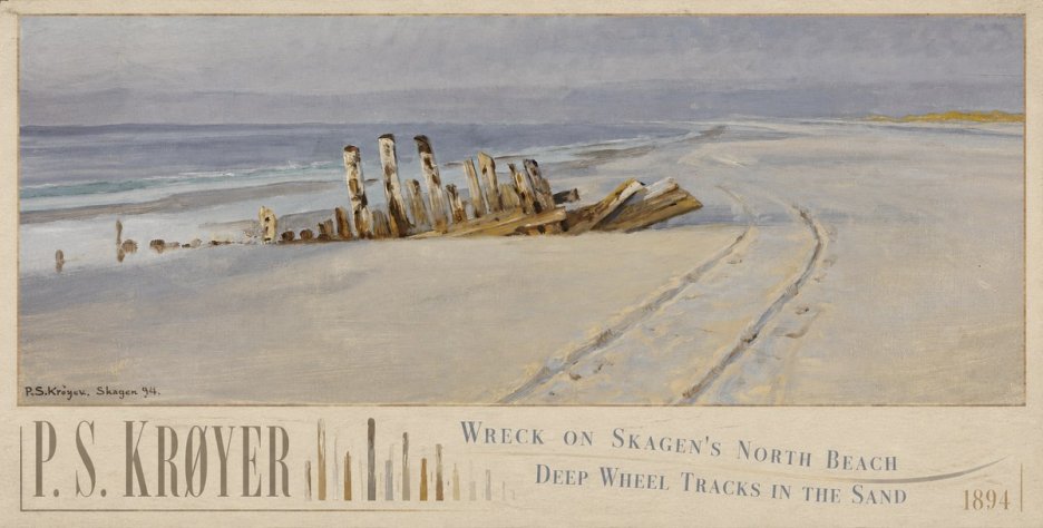P.S. Krøyer Wreck on Skagen's North Beach. Deep Wheel Tracks in the Sand No6 - Juliste