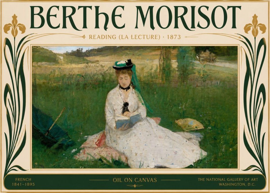 Berthe Morisot Reading (La Lecture) No5 - Juliste