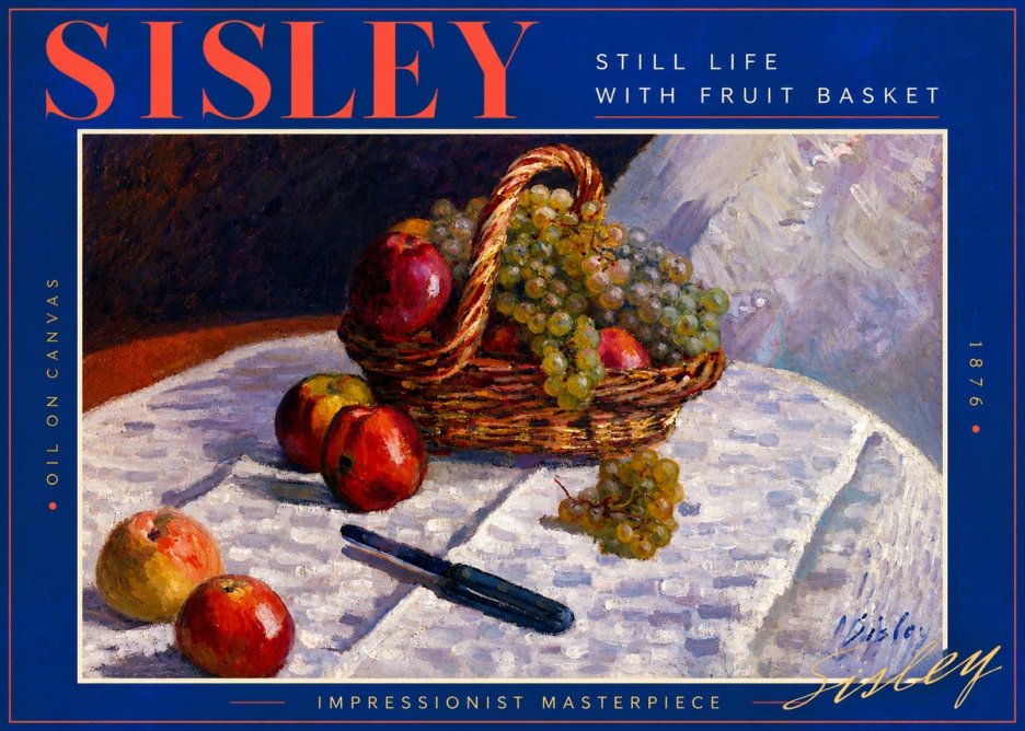 Sisley Still Life with Fruit Basket No3 - Juliste