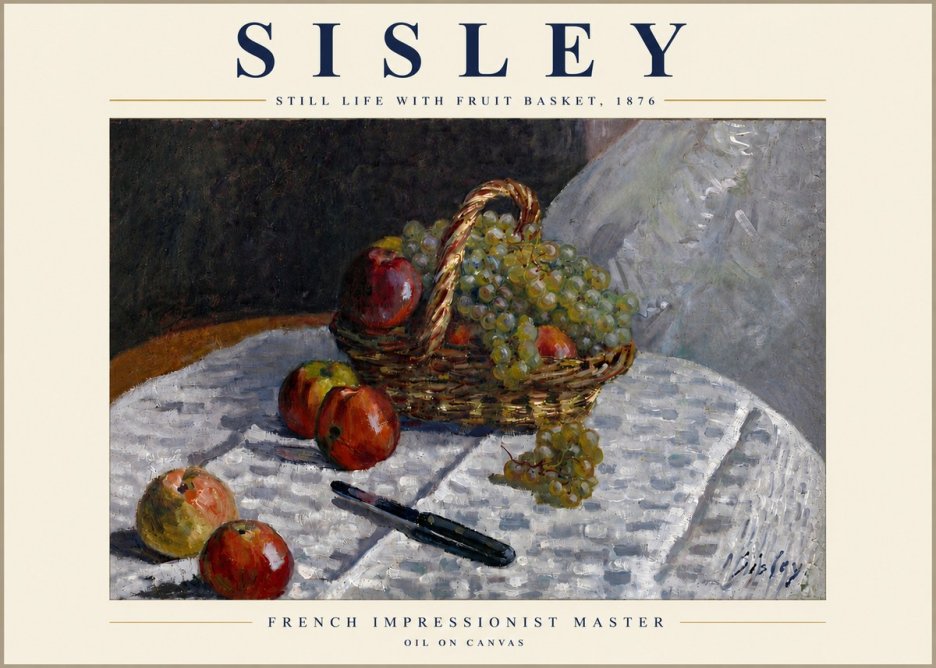 Sisley Still Life with Fruit Basket No5 - Juliste
