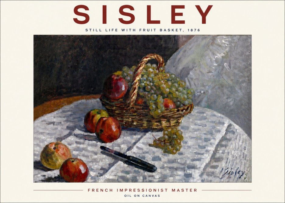Sisley Still Life with Fruit Basket No6 - Juliste
