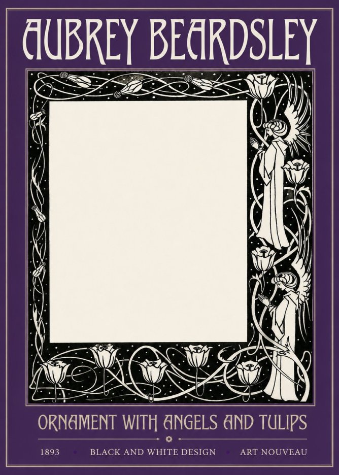 Aubrey Beardsley Ornament with Angels and Tulips No2 - Juliste