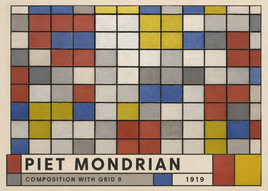 Piet Mondrian Composition with Grid 9 No3 - Juliste