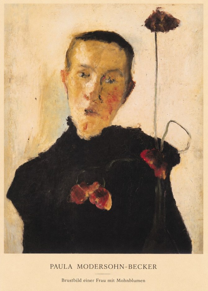 Paula Modersohn-Becker Brustbild Einer Frau Mit Mohnblumen No5 - Juliste