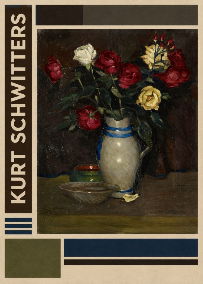 Kurt Schwitters Still Life with Roses No2 - Juliste