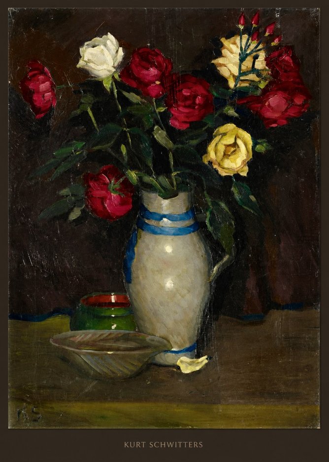 Kurt Schwitters Still Life with Roses No6 - Juliste