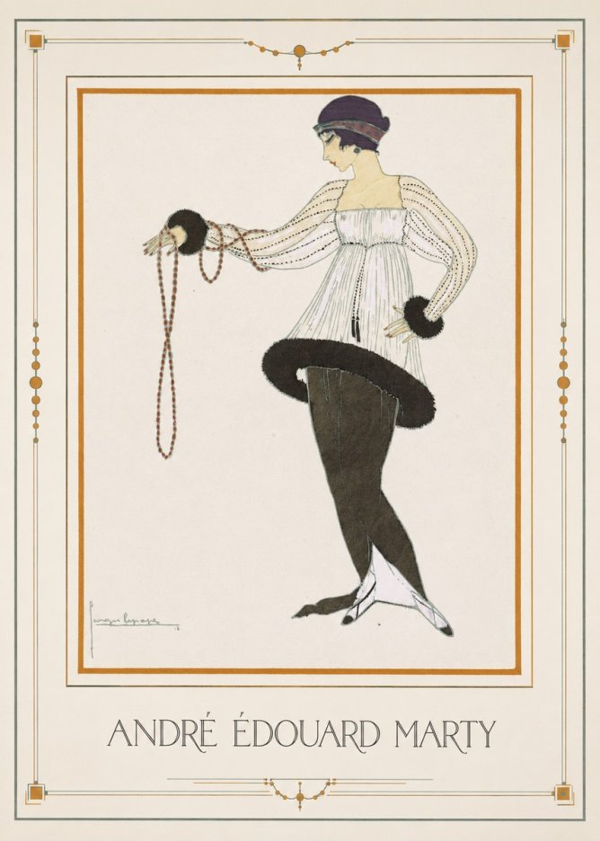 André Édouard Marty Elegant Woman with Pearl Necklace No1 - Juliste