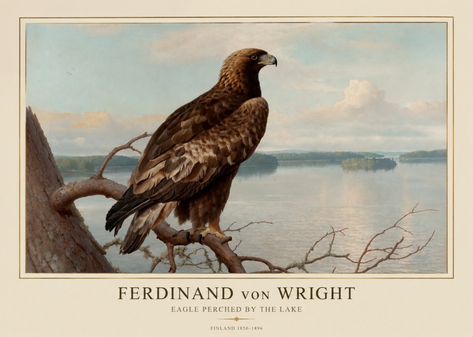 Ferdinand von Wright Eagle Perched by the Lake No1 - Juliste