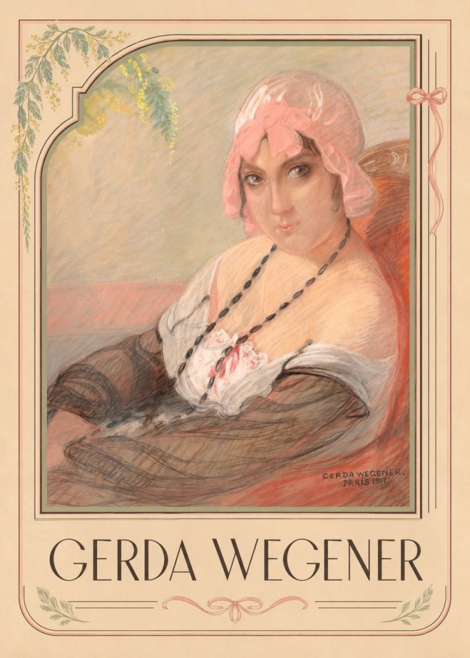 Gerda Wegener Woman in a Pink Bonnet No1 - Juliste