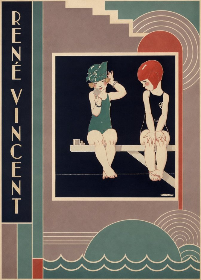 René Vincent At the Poolside No2 - Juliste