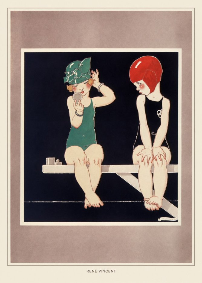 René Vincent At the Poolside No4 - Juliste