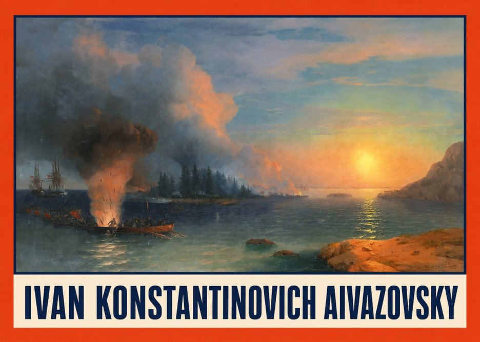 Ivan Konstantinovich Aivazovsky Battle of Chesma No2 - Juliste