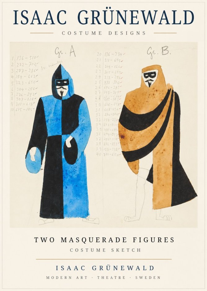 Isaac Grünewald Two Masquerade Figures - Costume Sketch No1 - Juliste