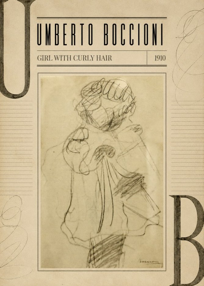 Umberto Boccioni Girl with Curly Hair No3 - Juliste