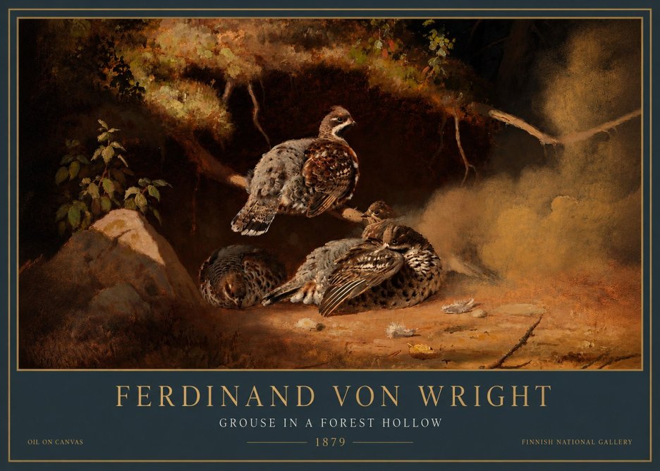 Ferdinand von Wright Grouse in a Forest Hollow No5 - Juliste