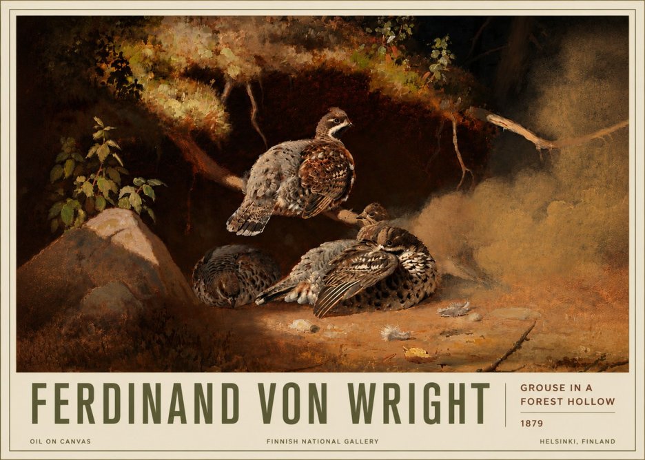 Ferdinand von Wright Grouse in a Forest Hollow No6 - Juliste