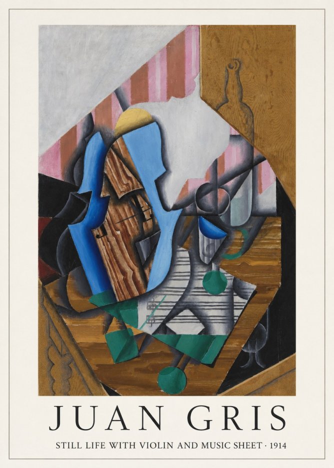 Juan Gris Still Life with Violin and Music Sheet No3 - Juliste