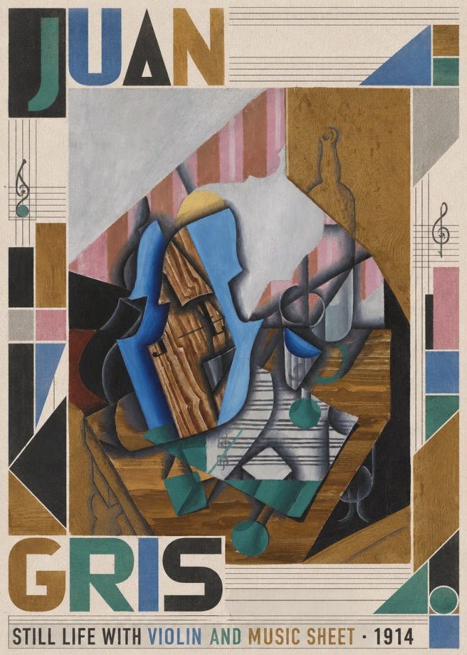 Juan Gris Still Life with Violin and Music Sheet No4 - Juliste