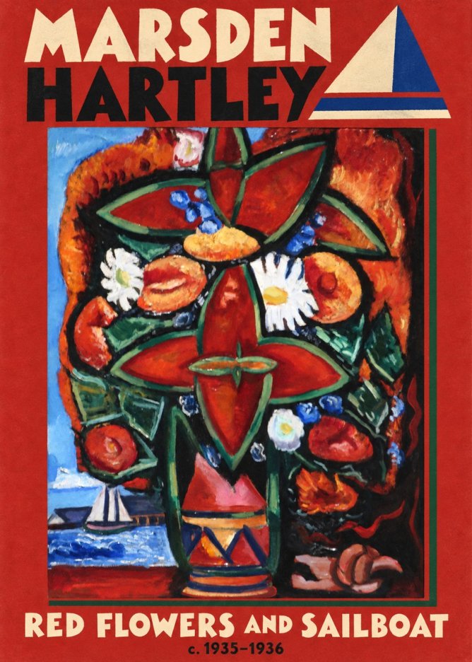 Marsden Hartley Red Flowers and Sailboat No5 - Juliste