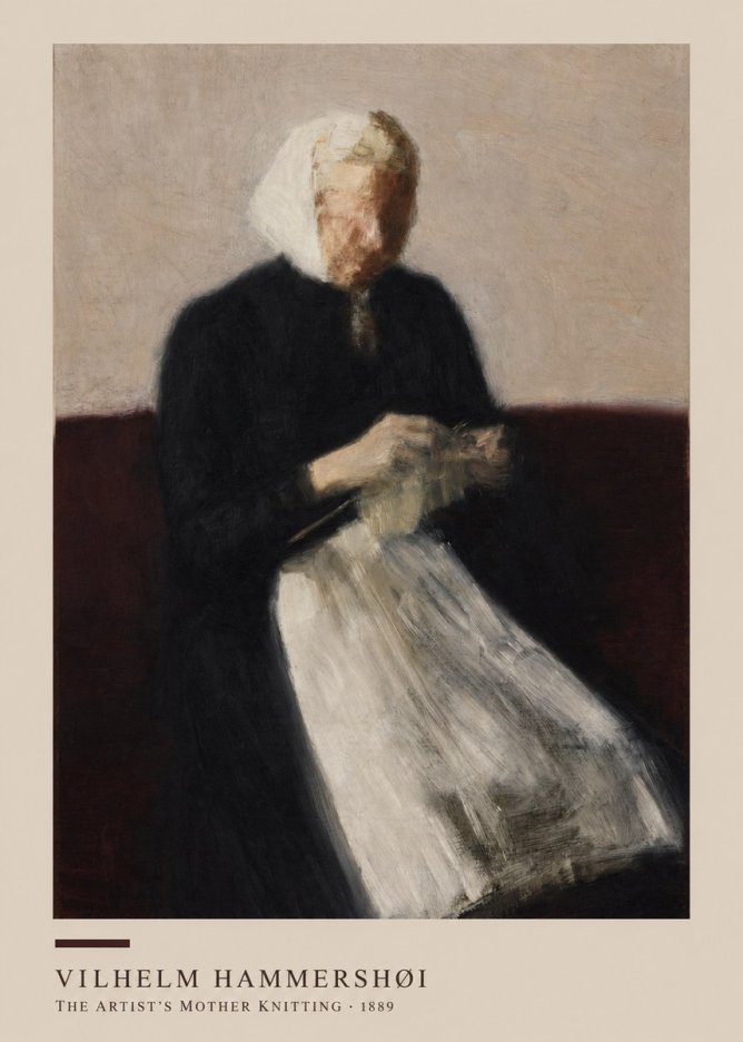 Vilhelm Hammershøi The Artist's Mother Knitting No4 - Juliste