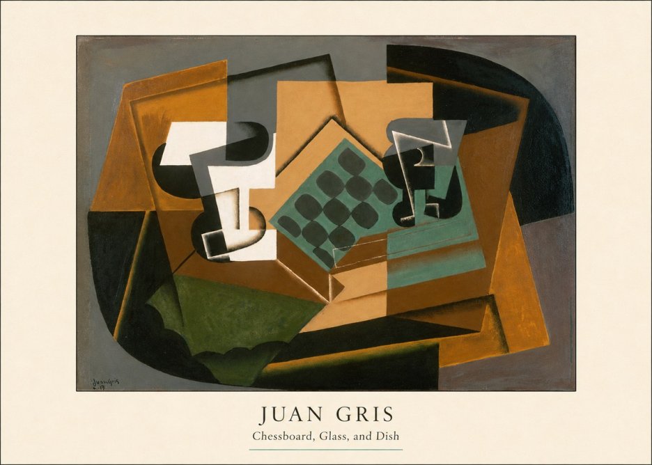 Juan Gris Chessboard, Glass, and Dish No4 - Juliste
