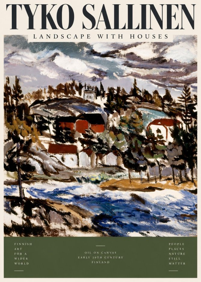 Tyko Sallinen Landscape with Houses No4 - Juliste